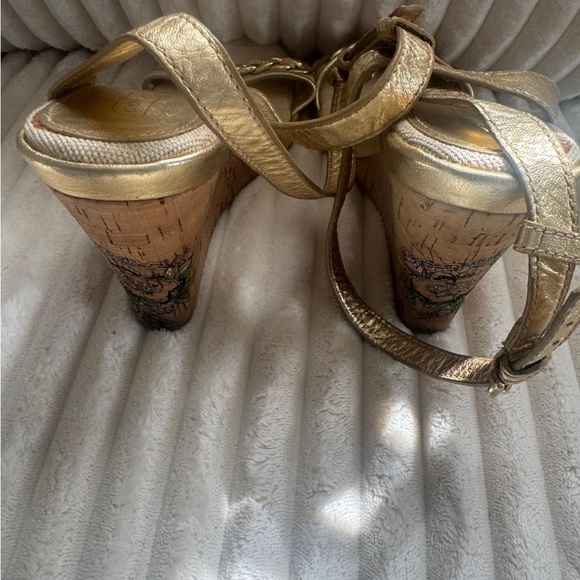 Coach Metallic Gold Chain-Trim Slingback Sandals - Picture 6 of 6